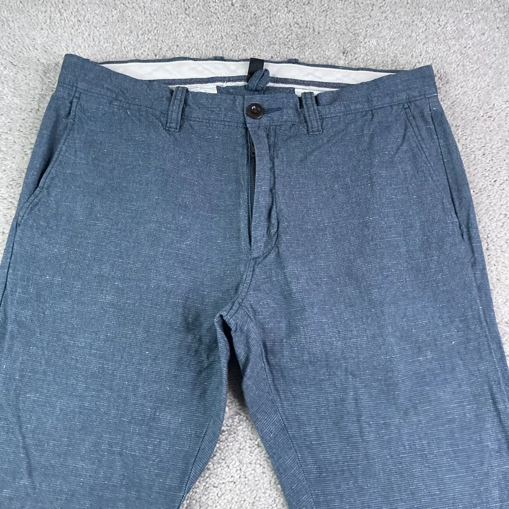 J Crew Pants Mens 32x34 Blue 484 Slim Fit Baird McNutt Irish Linen Cotton Chino